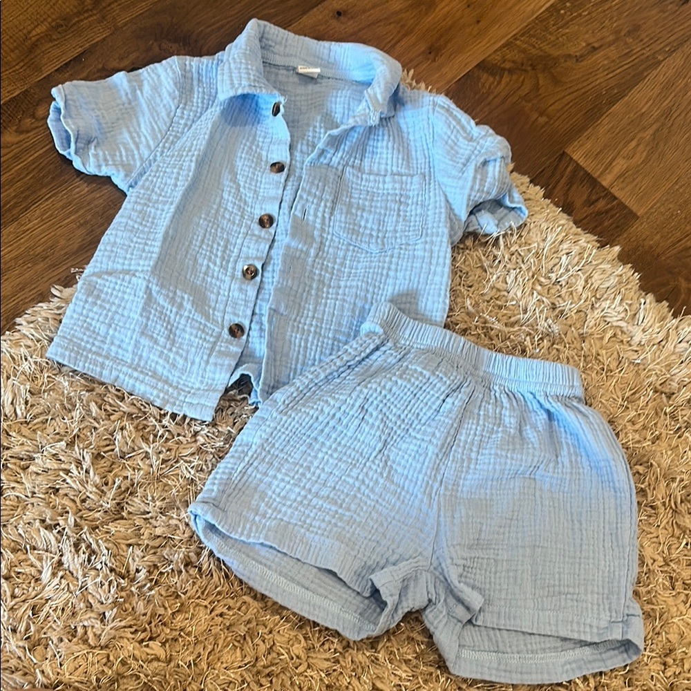 SHEIN Light Blue Kids Matching Set